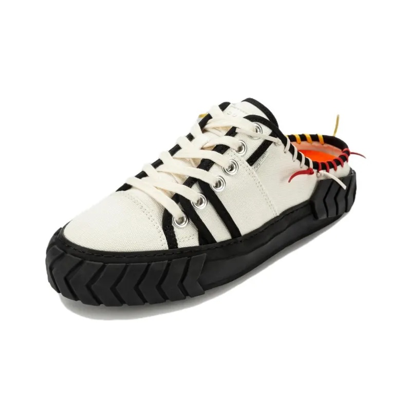 Both Rubber Sole Closed Toe Slippers Women's White Black-1