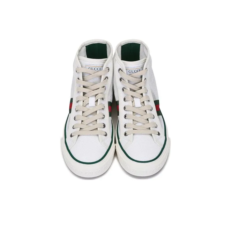 GUCCI Tennis 1977 High Top Mesh White Women's-4