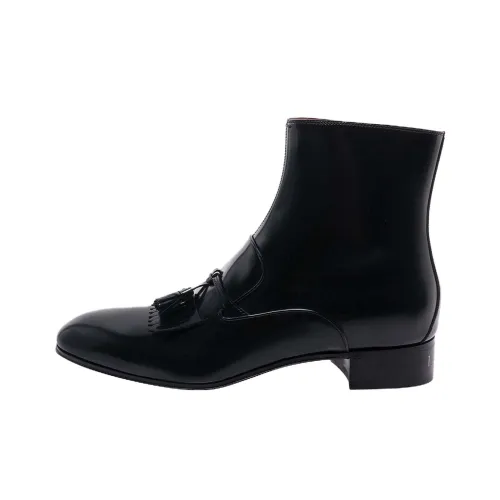 GUCCI Frontal Tassels Detail Ankle Boot Black