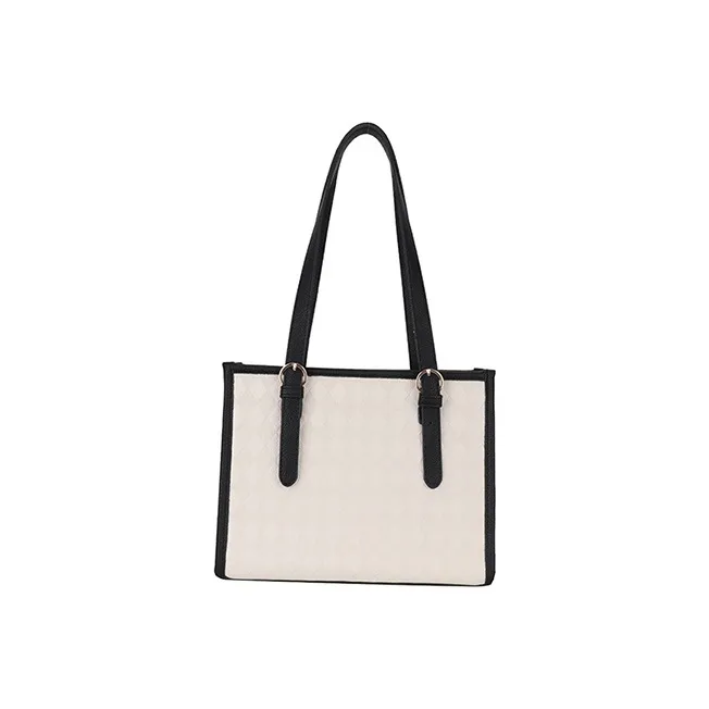 JANE KLAIN PU Tote Bag, Shopping Bag, Handbag, Shoulder Bag Large Size Women's White & Black/White & Coffee/Khaki-1
