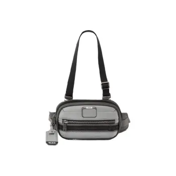 TUMI Alpha Bravo Nylon Fanny Pack Shoulder Bag Crossbody Bag Medium Size Men's Gray White