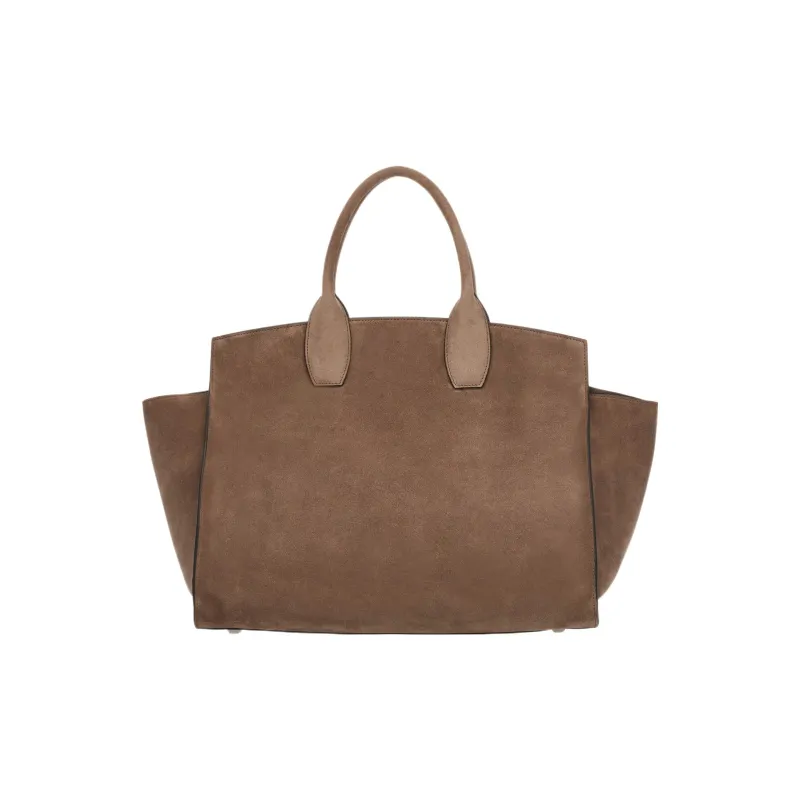 FERRAGAMO Studio Suede Calfskin Handbag Tubas Women's Brown-4
