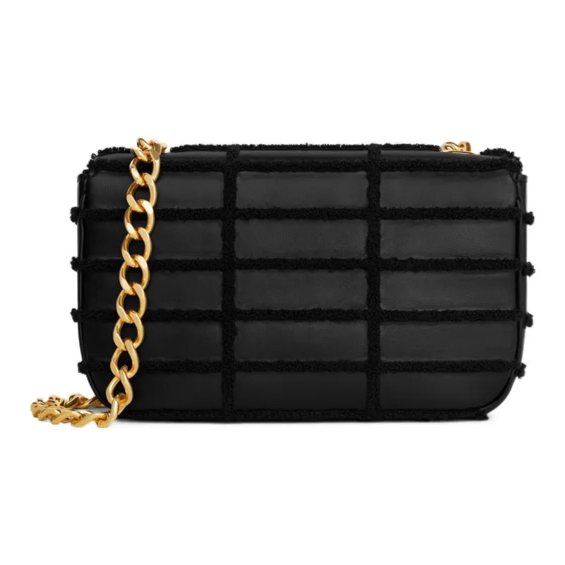 CELINE MATELASSE MONOCHROME Series Cow Leather Crossbody Bag, Shoulder Bag Women's Black-2
