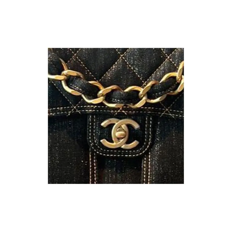 CHANEL Denim Messenger Bag, Portable Crossbody Bag, Shoulder Bag Tubas Women's Washed Denim Black-3