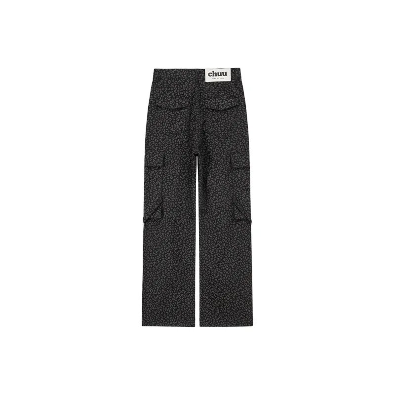 CHUU Casual Pants Women's Leopard Print Black-1