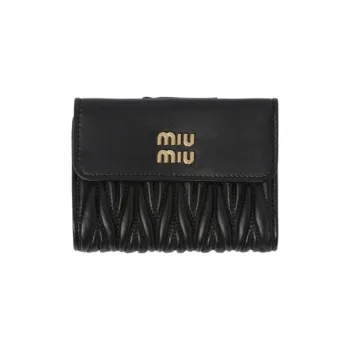 MIU MIU Leather Wallet Small Size Women's Black