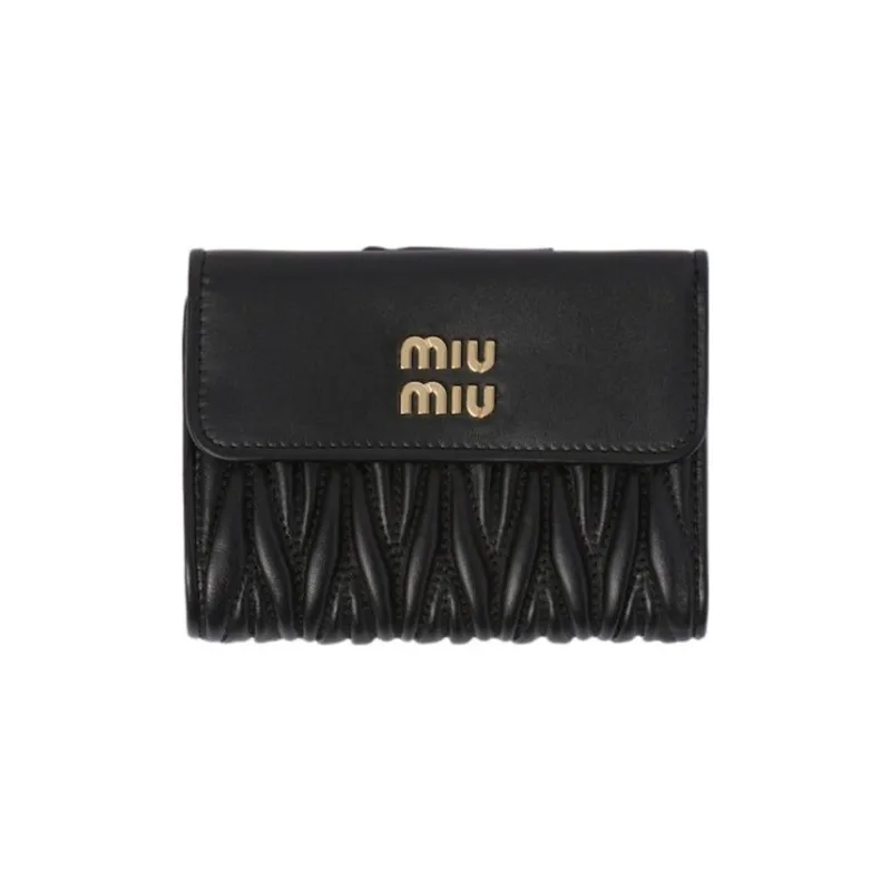 MIU MIU Leather Wallet Small Size Women's Black-0