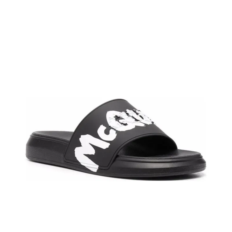 Alexander McQueen Grafitti Logo Printed Slip On Slides-2