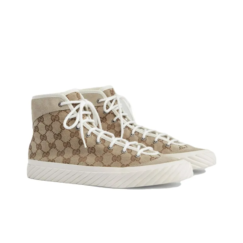 GUCCI Stylish Skateboarding Shoes Men's Beige Brown Vintage Version-2