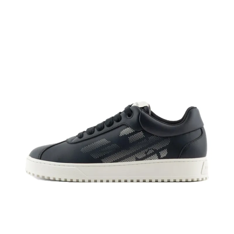 EMPORIO ARMANI Eagle-print Leather Sneakers-0