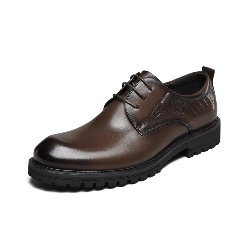 YEARCON Dress Shoes Men Low Top Brown/Black-5