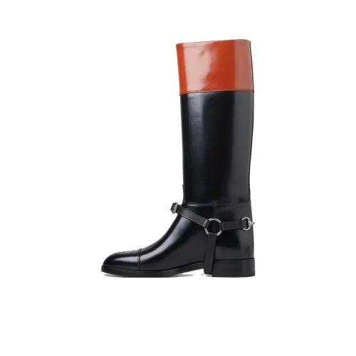 GUCCI Knee-High Boot Black Harness Leather