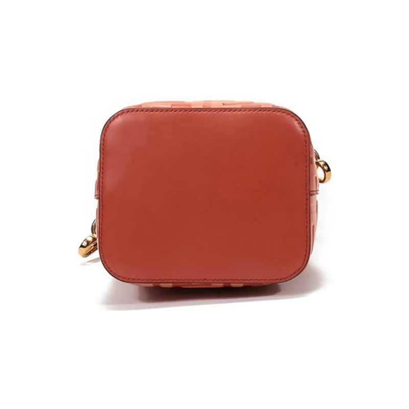 FENDI Calfskin Shoulder Bag Crossbody Bag Handbag Regular Women's Orange-4