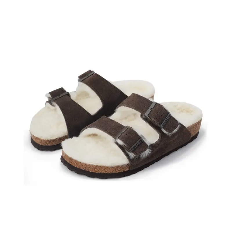 Devo Life Cork Casual Outerwear With Fleece Lining Warm Slippers Women's-3