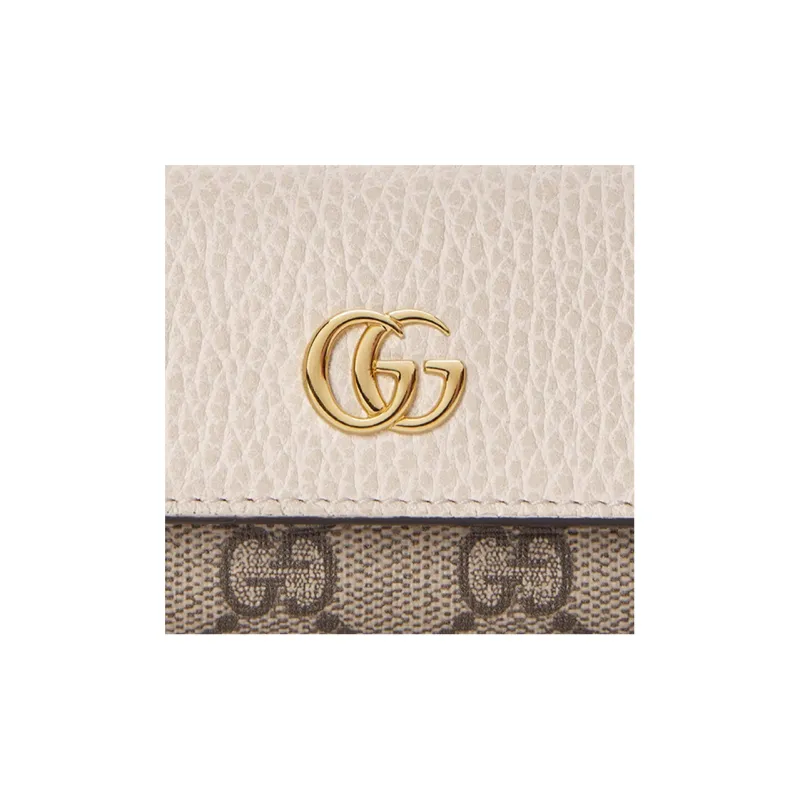 GUCCI Marmont Canvas With Leather Key Pouch Women's Ebony & White-4