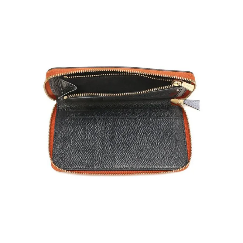 COACH Leather Wallet Regular Women's Orange-4
