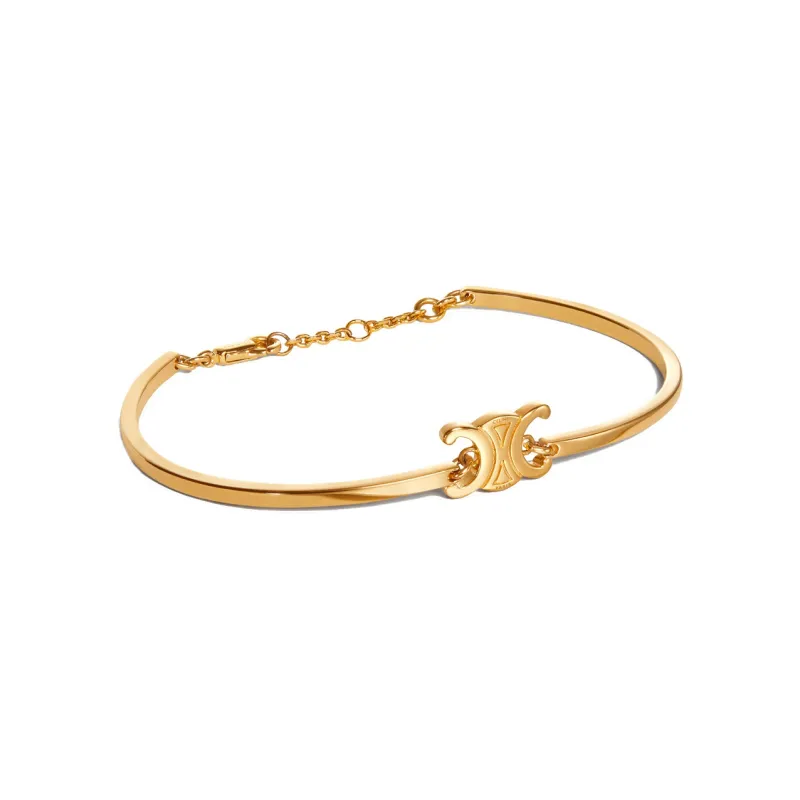 CELINE Triomphe Articulated Bracelet In Brass With Gold Finish-2
