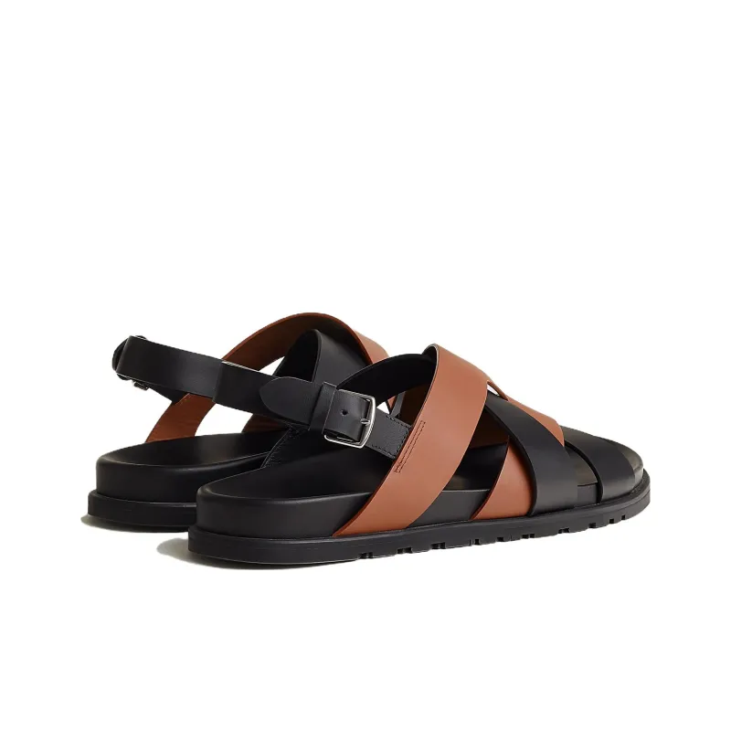 HERMES Heracles Strap Sandals Men's Black Brown-4