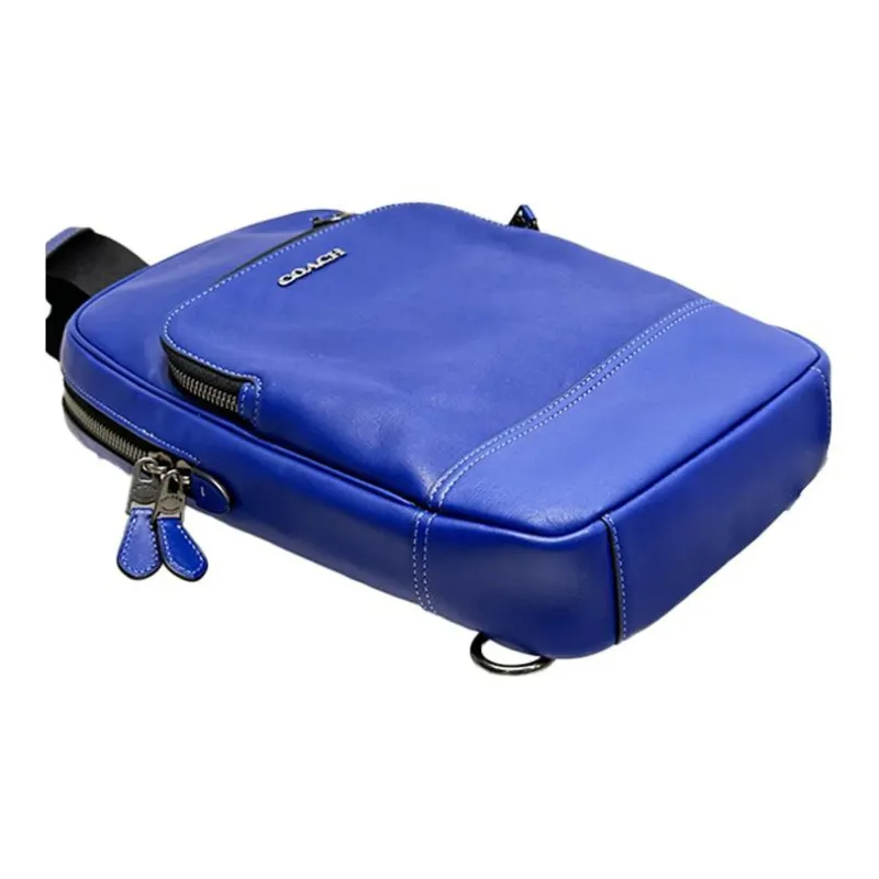 COACH Graham Calfskin Sling Bag Fanny Pack Crossbody Bags Small Size Men's Blue-2