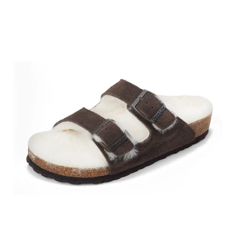 Devo Life Cork Casual Outerwear With Fleece Lining Warm Slippers Women's-2