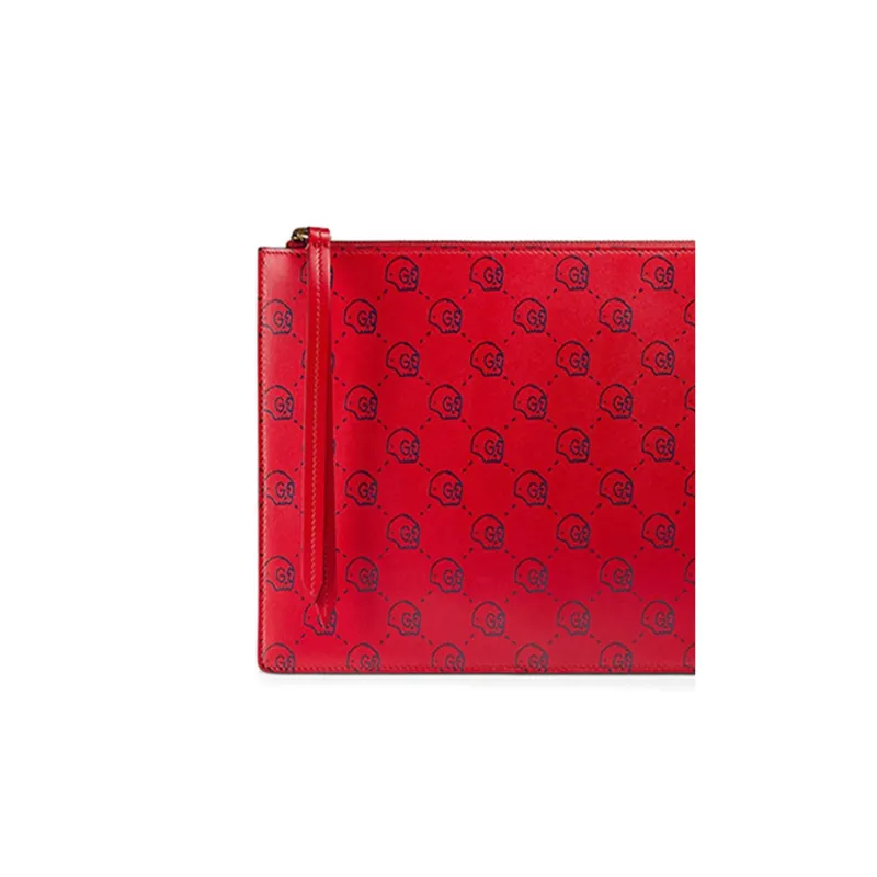 GUCCI Leather Clutch Regular Unisex Red-3