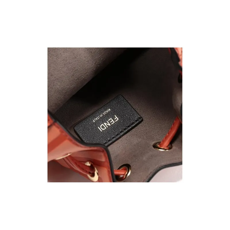FENDI Calfskin Shoulder Bag Crossbody Bag Handbag Regular Women's Orange-6