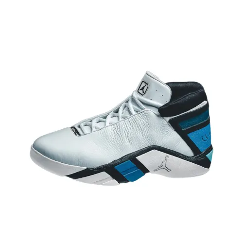 jordan takes Jumpman Team Masterpiece Anti Slip Wear Resistant High Top Vintage Basketball Shoes Men's Cyan White Blue