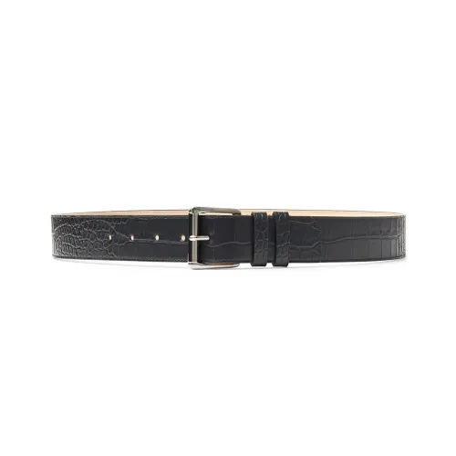 Jimmy Choo Imitation Crocodile Pattern Pin Buckle Leather Belts Men's Black Width: 3.5cm