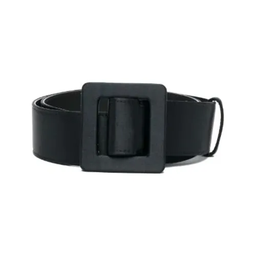 Polo Ralph Lauren Solid Color Woven Calfskin Leather Belts Women's Black 3.3cm