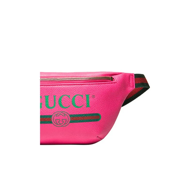 GUCCI Leather Sling Bag Fanny Pack Small Size Unisex Rose Red-5