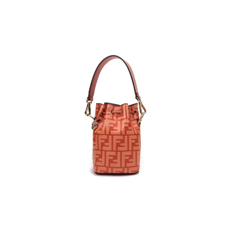 FENDI Calfskin Shoulder Bag Crossbody Bag Handbag Regular Women's Orange-3