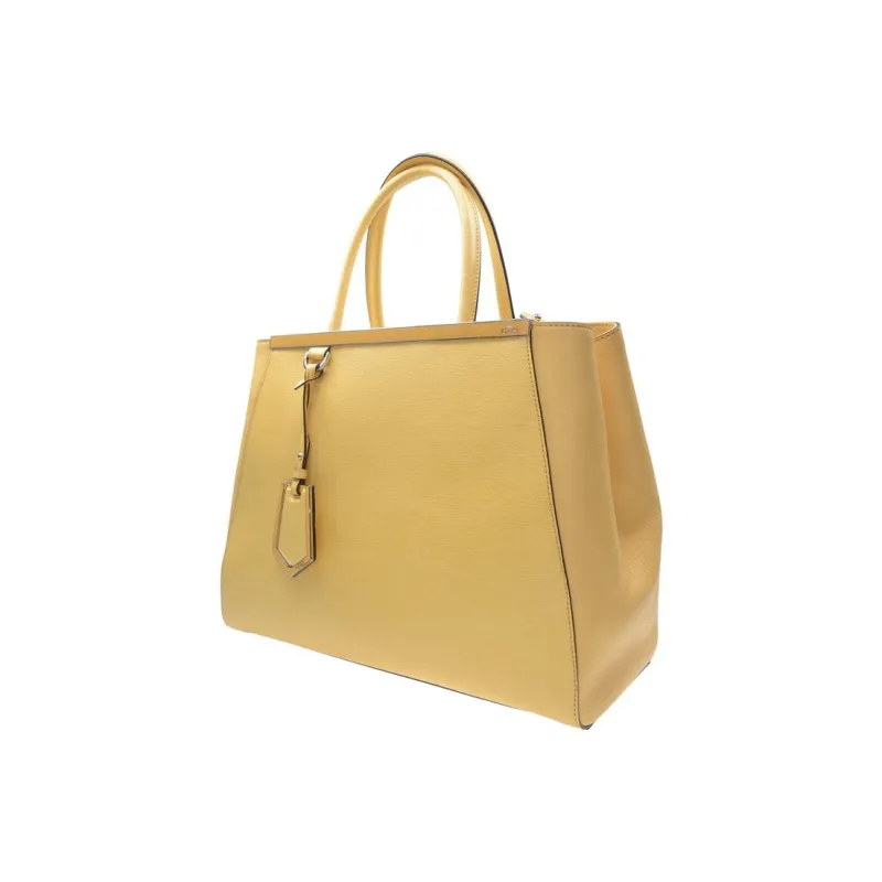 FENDI Cow Leather Tote Bag Shopping Bag Handbag Regular Women's Yellow-1