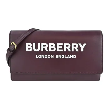 Burberry Printed Logo Leather Crossbody Bag Women's Mahogany Red