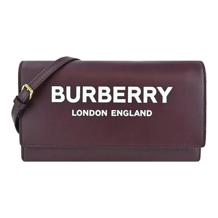 Burberry Printed Logo Leather Crossbody Bag Women's Mahogany Red-0