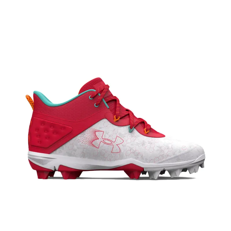 Under Armour Harper 8 Cushioning, Slip Resistant, And Abrasion Resistant Mid Top Training Shoes Men's Red White-1