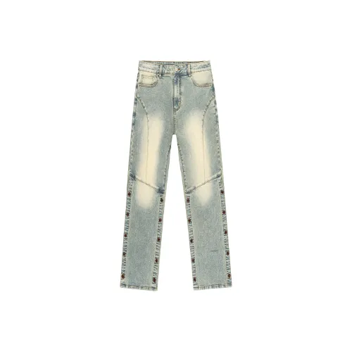 XINYINSU Jeans Unisex Yellow Mud