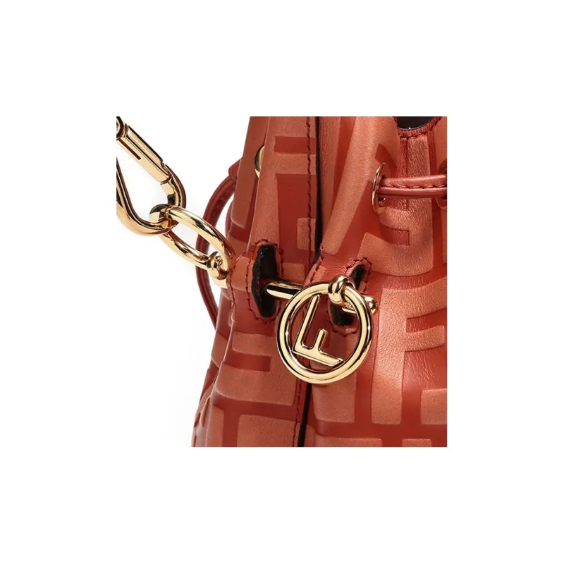 FENDI Calfskin Shoulder Bag Crossbody Bag Handbag Regular Women's Orange-8