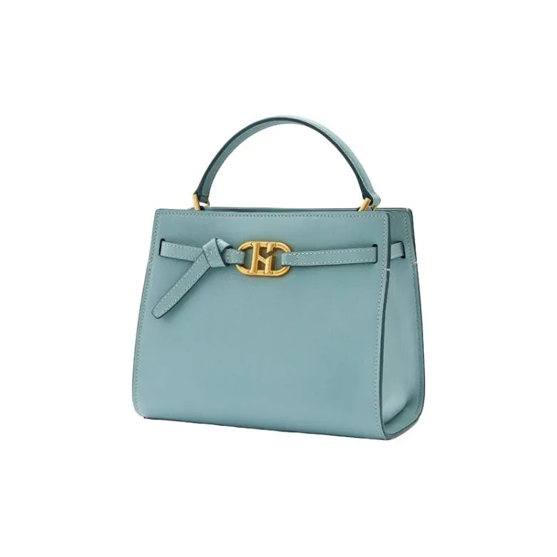 HAZZYS Cow Leather Tote Bag, Shopping Bag, Handbag Medium Size Women's Light Blue/Light Purple-2