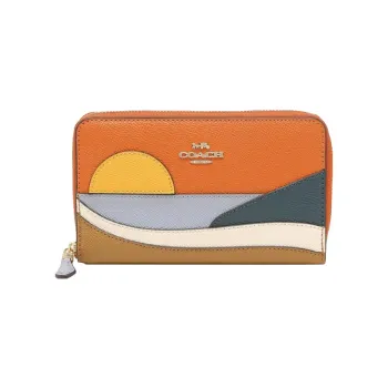 COACH Leather Wallet Regular Women's Orange