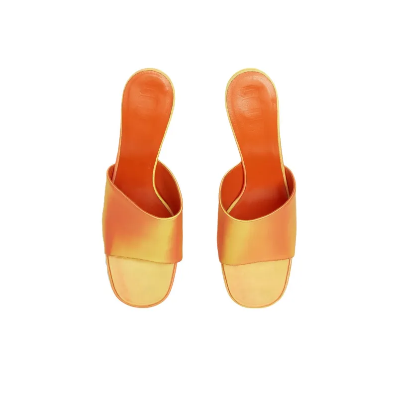 GCDS Holo Graphics Slide Slippers 16cm Women's Orange-2