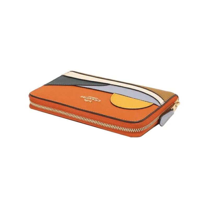 COACH Leather Wallet Regular Women's Orange-3