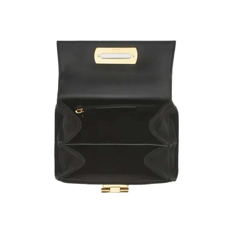 FERRAGAMO GANCINI Suede Handbag Small Size Women's Black-3