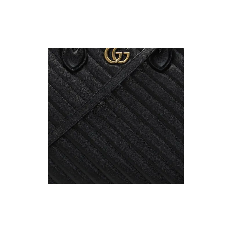 GUCCI Marmont Leather Tote Bag Shopping Bag Shoulder Bag Crossbody Bag Handbag Medium Size Unisex Black-7