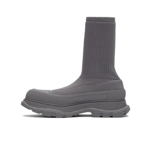 Alexander McQueen Graffiti Knit Tread Slick Boot Grey