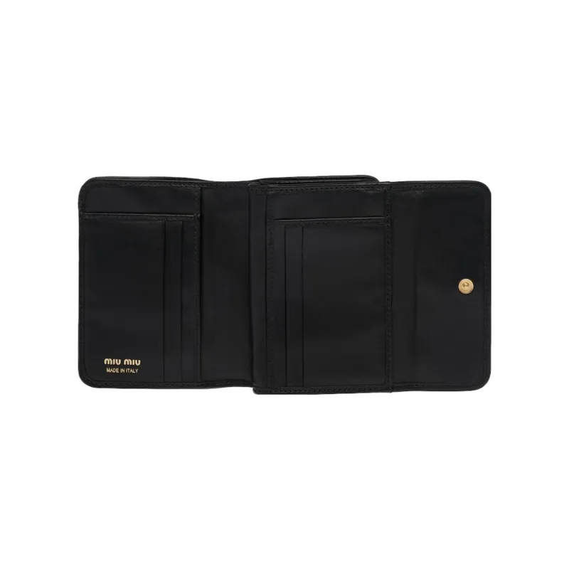 MIU MIU Leather Wallet Small Size Women's Black-3