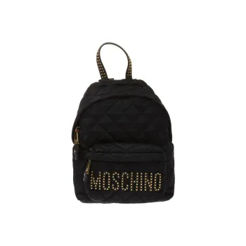 MOSCHINO Polyamide Patchwork Leather Backpack Unisex Black