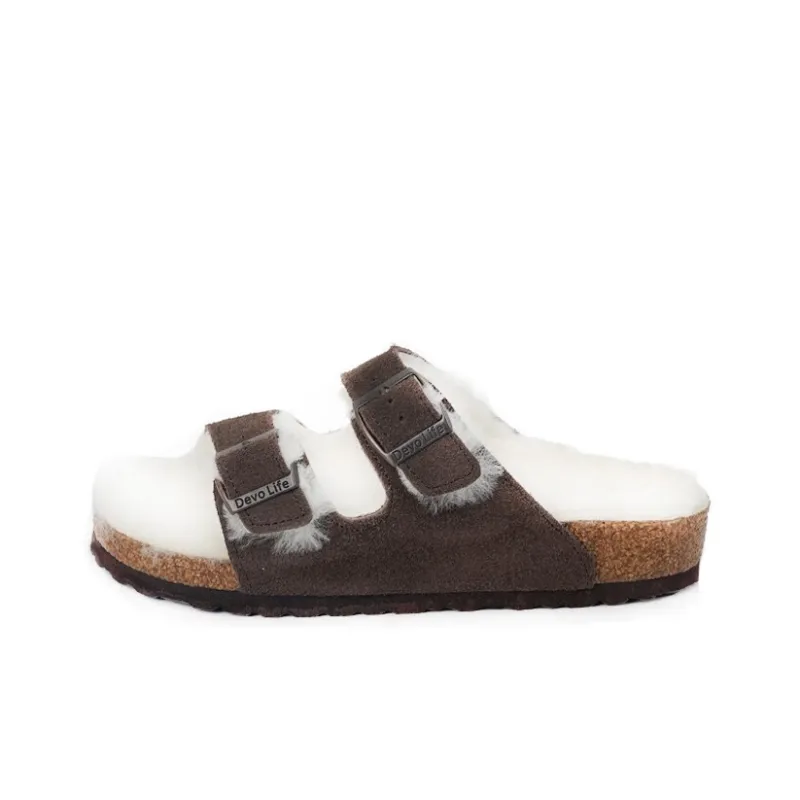Devo Life Cork Casual Outerwear With Fleece Lining Warm Slippers Women's-0