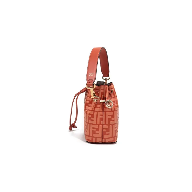 FENDI Calfskin Shoulder Bag Crossbody Bag Handbag Regular Women's Orange-2
