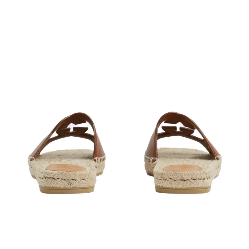 GUCCI Interlocking G Cut Out Espadrille Sandal 'Brown'-4