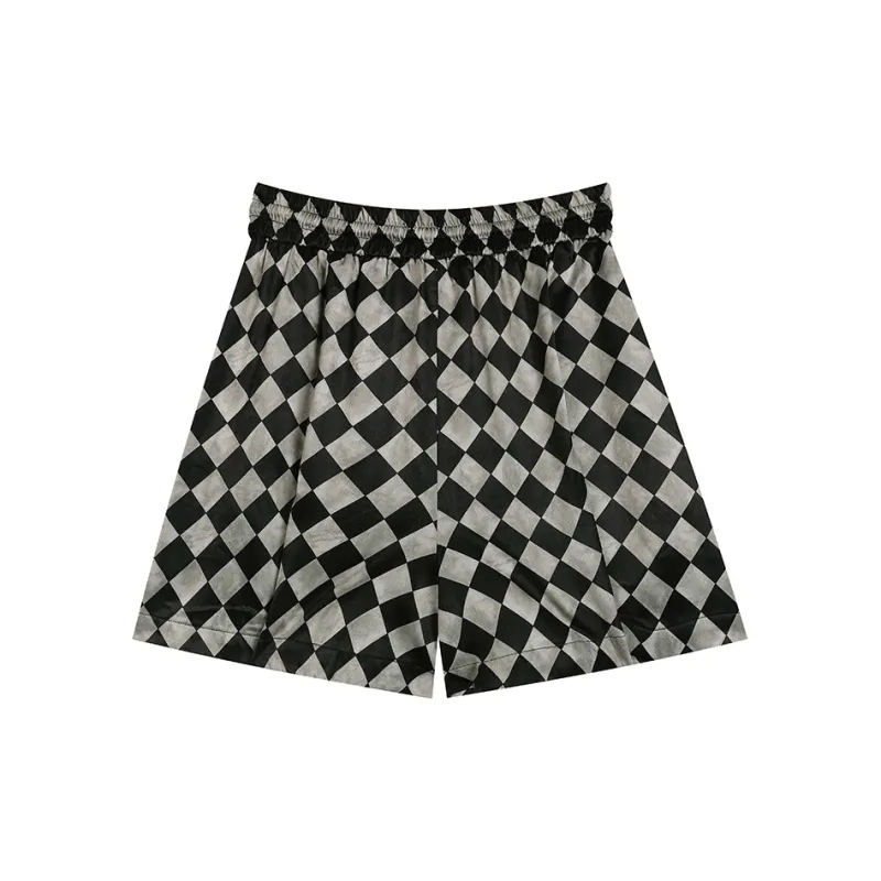 Pratic X ELF SACK Casual Shorts Women's Black Coffee Diamond Grid-1